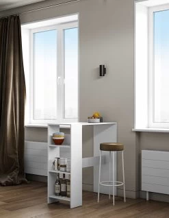 Bartafel Carnilla 94x40 Met Opbergruimte - Wit 17 Bartafel Carnilla 94x40 Met Opbergruimte - Wit -Songmics Winkel 8088A2121X00 Gavarnie bar table white 1 880d