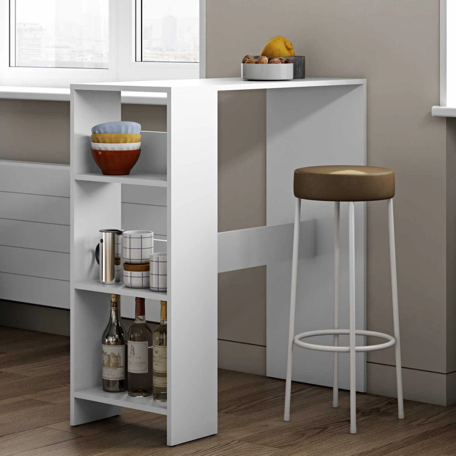 Bartafel Carnilla 94x40 Met Opbergruimte - Wit 3 Bartafel Carnilla 94x40 Met Opbergruimte - Wit