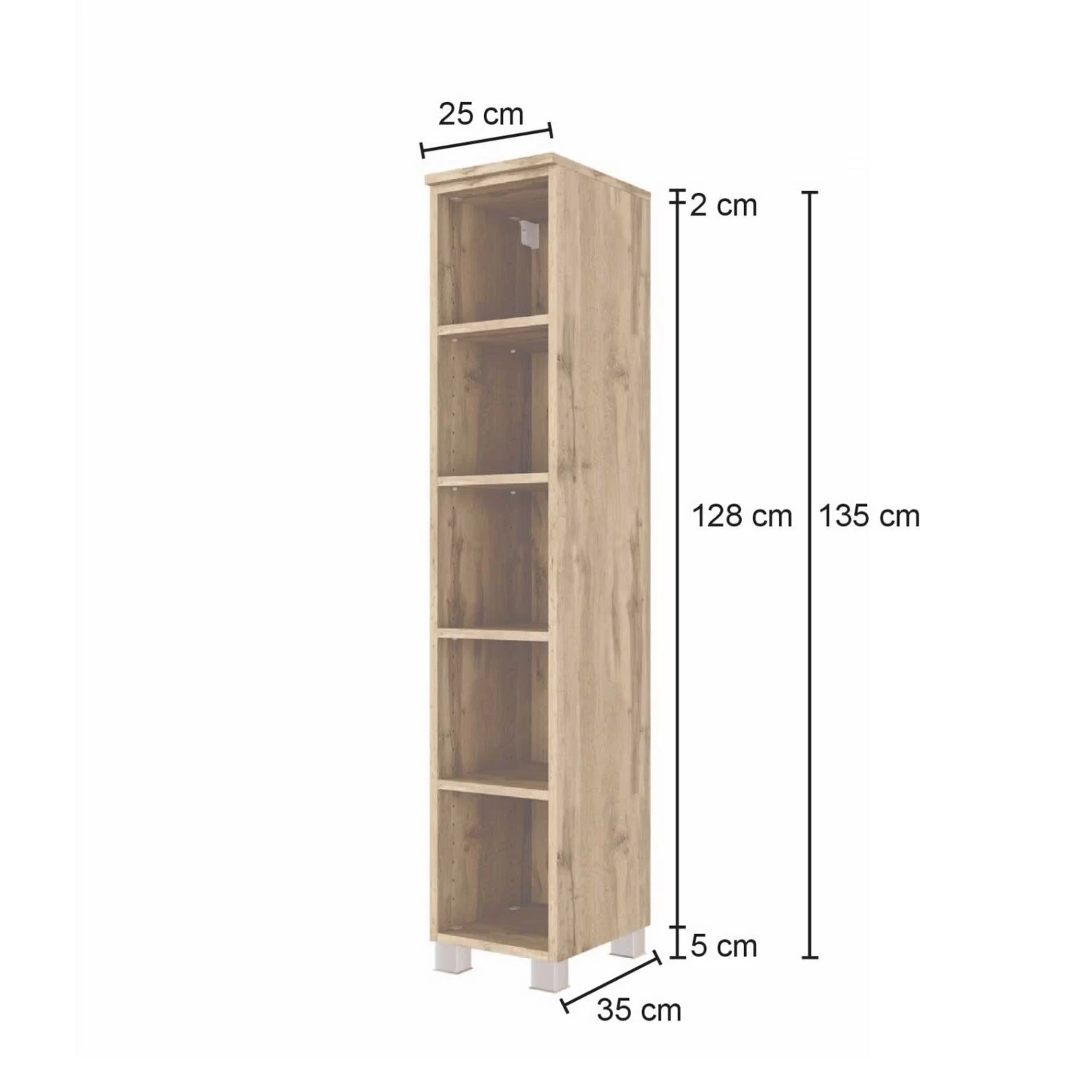 Open Kolomkast Sefa Laag 25cm - Wotan Eik 8 Open Kolomkast Sefa Laag 25cm - Wotan Eik - Afbeelding 6