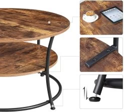Salontafel Joanne Ø80 1 Legplank - Rustiek Bruin/zwart -Songmics Winkel 81G3GeZaf L. AC SL1500 b9ed