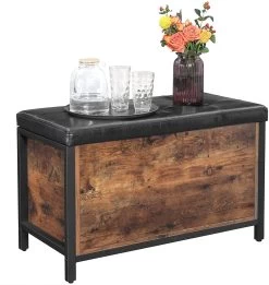 Koffer Nelis Met Gestoffeerde Zitting - Rustiek Bruin/zwart -Songmics Winkel 81lzsYgZC4L. AC SL1500 4a23