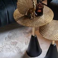 RICHMOND Bijzettafeltje Cabral ø40cm - Zwart/goud