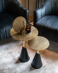 RICHMOND Bijzettafeltje Cabral ø40cm - Zwart/goud -Songmics Winkel 825080 825081 FO 0038 SETTING 4 e3fd