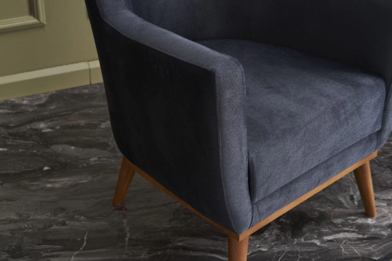 Stijlvolle En Comfortabele Wing Chair | Antraciet Fluweel | Beukenhouten Poten 7 Stijlvolle En Comfortabele Wing Chair | Antraciet Fluweel | Beukenhouten Poten - Afbeelding 5
