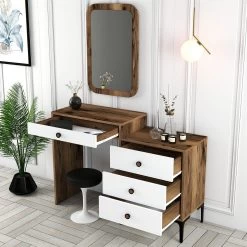 Woody Fashion Dresser | 100% Melaminegecoat Met Een Dikte Van 18 Mm | 40 X 124 X 84 Cm | Metalen Poten | Kleur: Walnootwit -Songmics Winkel 845HCT1209 20 203 c10b