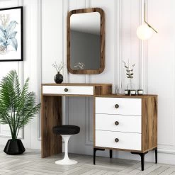 Woody Fashion Dresser | 100% Melaminegecoat Met Een Dikte Van 18 Mm | 40 X 124 X 84 Cm | Metalen Poten | Kleur: Walnootwit -Songmics Winkel 845HCT1209 2 0f0c