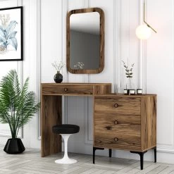 Woody Fashion Dresser | 100% Melaminegecoat | Metalen Poten | Kleur: Notenhout -Songmics Winkel 845HCT1211 2 182a