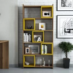 Woody Boekenplank | 170cm Hoogte | Notelaar Geel -Songmics Winkel 845HCT3604 20 202 71b2