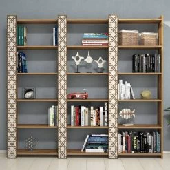 Stijlvolle Woody Boekenplank | 100% Melamine Gecoat | 184cm Breedte | Walnoot Crème -Songmics Winkel 845HCT3621 20 202 33e0