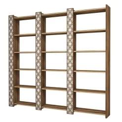 Stijlvolle Woody Boekenplank | 100% Melamine Gecoat | 184cm Breedte | Walnoot Crème -Songmics Winkel 845HCT3621 20 203 21e2