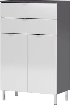 Badkamerkast Mauro 60cm Met 2 Lades & 2 Deuren - Grafiet/wit -Songmics Winkel 8531 569 pe a cut c3a4