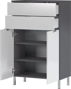 Badkamerkast Mauro 60cm Met 2 Lades & 2 Deuren - Grafiet/wit -Songmics Winkel 8531 569 pe open a cut c9e6