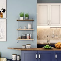 Wandplank | Melamine Laag | 18mm Dikte | Metalen Frame | Atlantic Pine -Songmics Winkel 854KLN1711 20 202 f44d