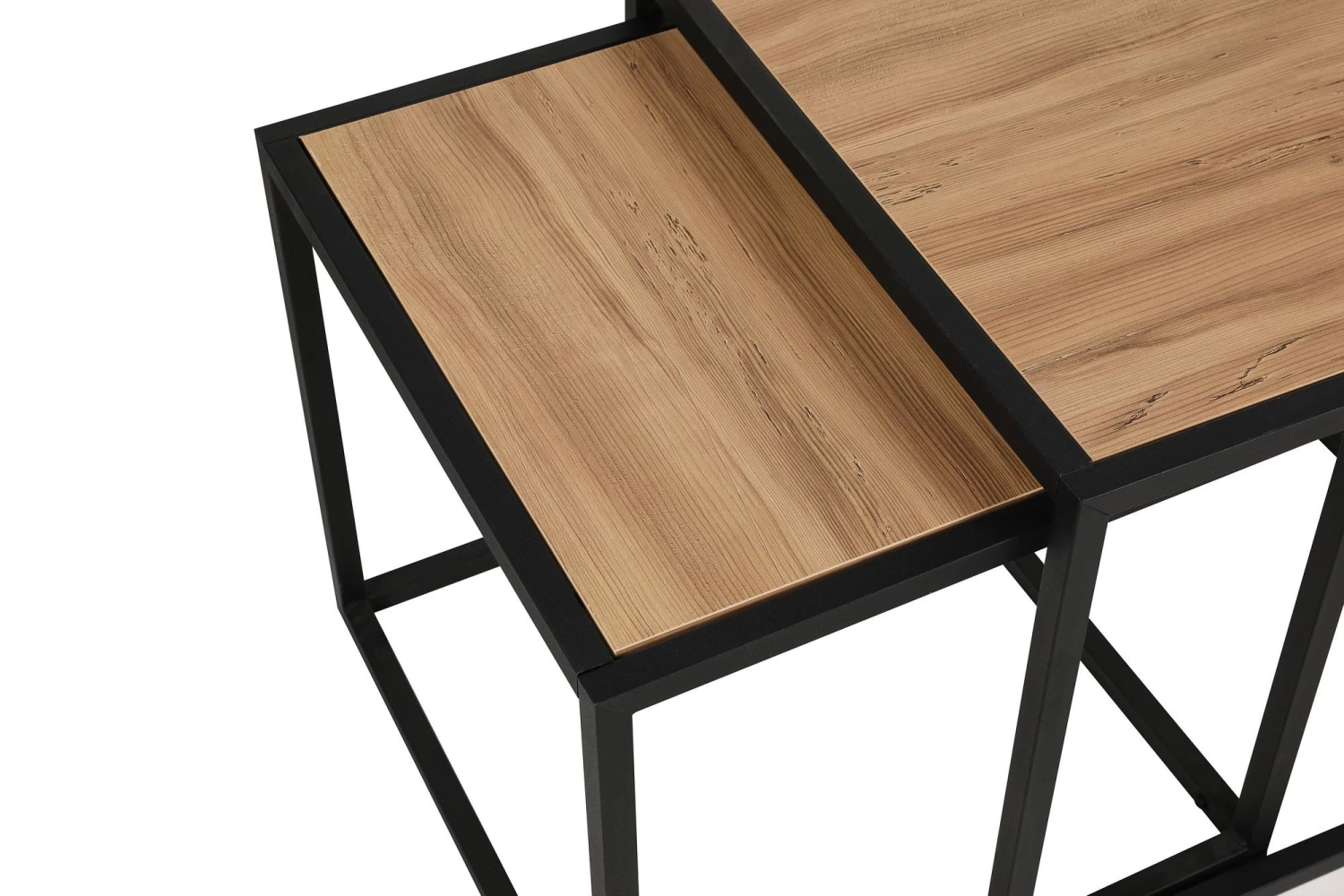 Salontafel Set | Melamine Gecoat | Metalen Poten | Eiken Zwart 8 Salontafel Set | Melamine Gecoat | Metalen Poten | Eiken Zwart - Afbeelding 6