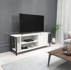 TV-meubel | 100% Melamine Gecoat | 18mm Dik | Wit Zwart -Songmics Winkel 854KLN3065 20 202 14b4