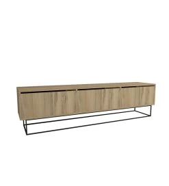 TV Stand | 100% Melamine Gecoat | 18mm Dik | IJzeren Poten | 2 Laden Planken | Vilt Zwart -Songmics Winkel 854KLN3074 20 204 a98f