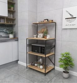 Multifunctionele Kast | 100% Melamine Gecoat | Metalen Poten | 60x124x45 Cm | Zwart Grenen -Songmics Winkel 854KLN3913 20 202 0ad9