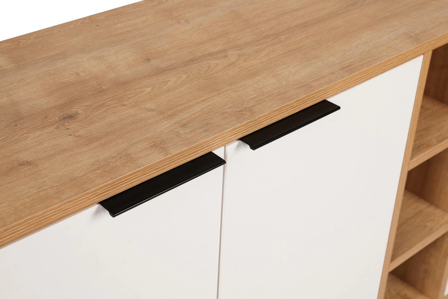 Houten Modeconsole | Melamine Coating | 18 Mm Dik | Metalen Poten | Eiken Wit 5 Houten Modeconsole | Melamine Coating | 18 Mm Dik | Metalen Poten | Eiken Wit - Afbeelding 3