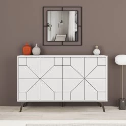 White Woody Fashion Console | 18mm Dikte | 123x62cm Afmeting -Songmics Winkel 855DTE4215 20 203 5fc6