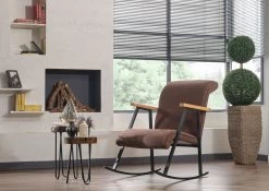 Stijlvolle En Comfortabele Schommelstoel | 100% Metalen Frame | Bruine Kleur