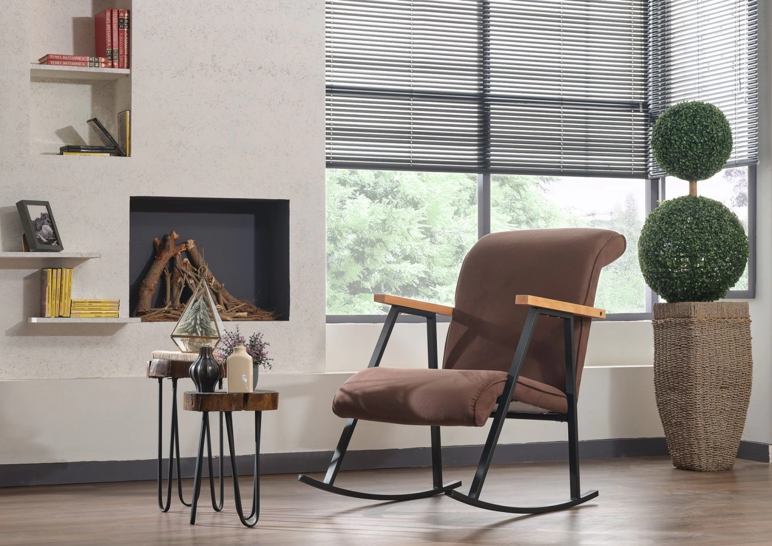 Stijlvolle En Comfortabele Schommelstoel | 100% Metalen Frame | Bruine Kleur 3 Stijlvolle En Comfortabele Schommelstoel | 100% Metalen Frame | Bruine Kleur