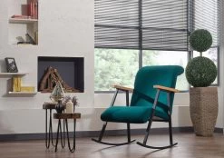 Stijlvolle Schommelstoel | Comfortabel En Modern | Petrol Blauw