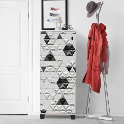 Vella Schoenenkast | 18mm Melamine Gecoat | Kunststof Poten | 50x127x38cm | Wit Zwart -Songmics Winkel 869VEL6505 20 202 373c