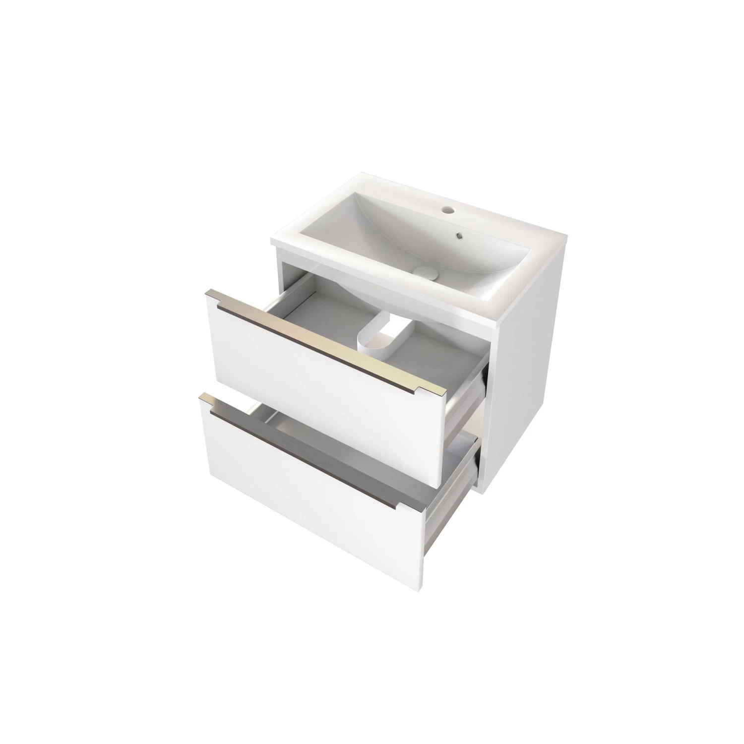 Wastafelmeubel Hansen L60xD39cm 2 Lades - Wit 8 Wastafelmeubel Hansen L60xD39cm 2 Lades - Wit - Afbeelding 6