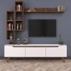 Modern TV-meubel Met Planken Met Melamine Coating | Wit Notenhout -Songmics Winkel 893RAN1239 20 201 9427