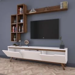Modern TV-meubel Met Planken Met Melamine Coating | Wit Notenhout 18 Modern TV-meubel Met Planken Met Melamine Coating | Wit Notenhout -Songmics Winkel 893RAN1239 20 204 9e0e
