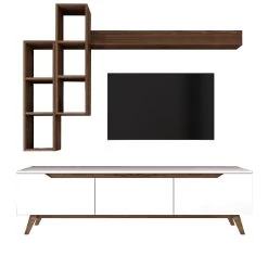 Modern TV-meubel Met Planken Met Melamine Coating | Wit Notenhout 19 Modern TV-meubel Met Planken Met Melamine Coating | Wit Notenhout -Songmics Winkel 893RAN1239 20 205 d0ed