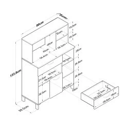 Locelso Multifunctionele Kast - 18mm Melamine - 90x133cm Wit -Songmics Winkel 893RAN4939 20 207 deed