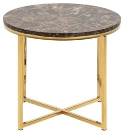Bijzettafel Anika ø50cm - Bruin Marmer/ Goud -Songmics Winkel 8B6C56CC 9939 44EA 8C99 1E4197396EC1 6473