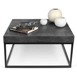 Salontafel Petra 75x75 Industrieel - Betonlook 23 Salontafel Petra 75x75 Industrieel - Betonlook -Songmics Winkel 9000.629358 Petra 75 Coffee Table Concrete Pure Black 3 b592