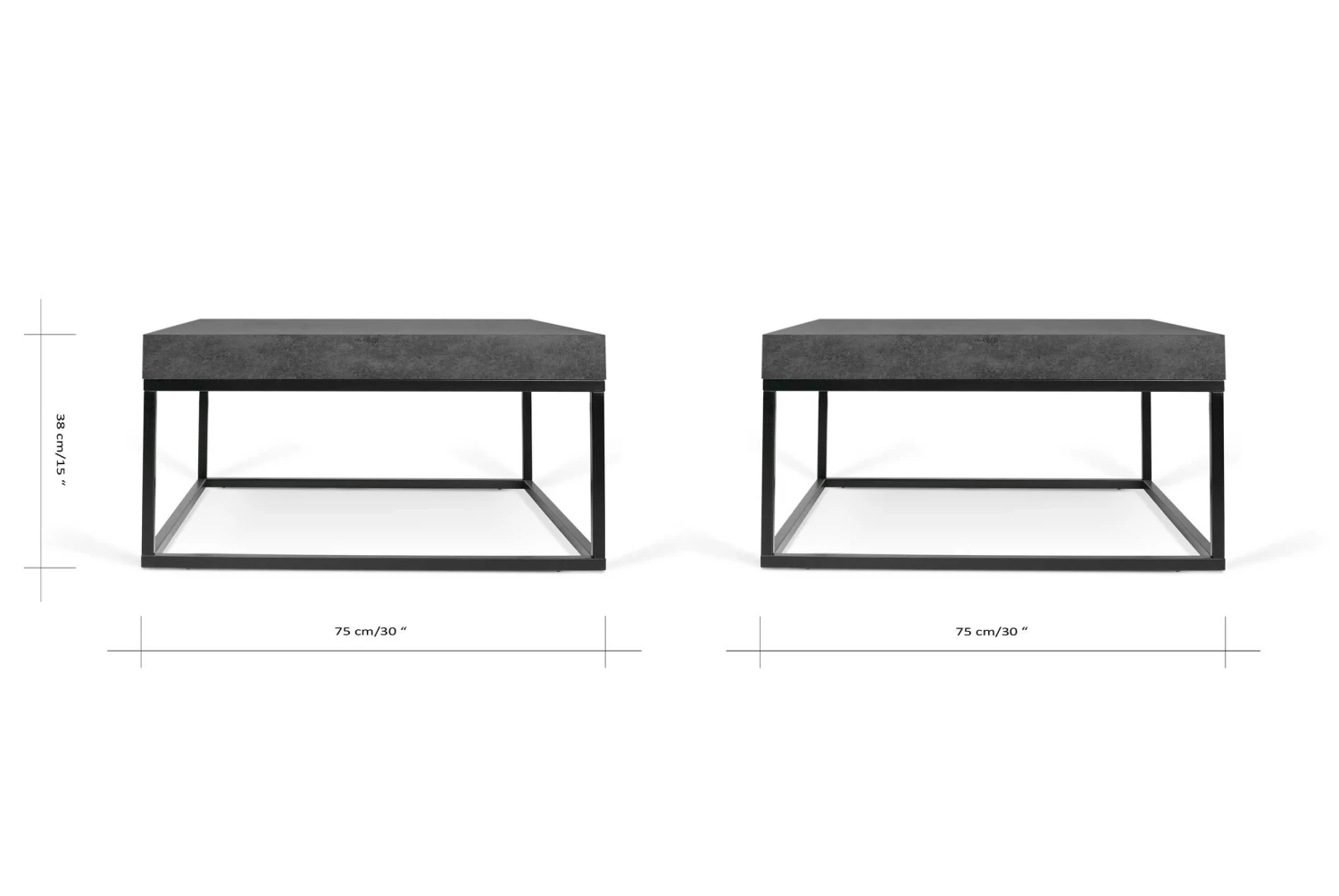 Salontafel Petra 75x75 Industrieel - Betonlook 4 Salontafel Petra 75x75 Industrieel - Betonlook - Afbeelding 2