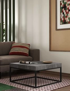 Salontafel Petra 75x75 Industrieel - Betonlook 20 Salontafel Petra 75x75 Industrieel - Betonlook -Songmics Winkel 9000.629358 Petra 75 Coffee Table Concrete Pure Black 7 2042