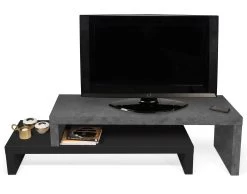 Tv-meubel Cliff 125cm - Beton/zwart 21 Tv-meubel Cliff 125cm - Beton/zwart -Songmics Winkel 9000.639579 Cliff120 Pure Black Concrete 3 8540