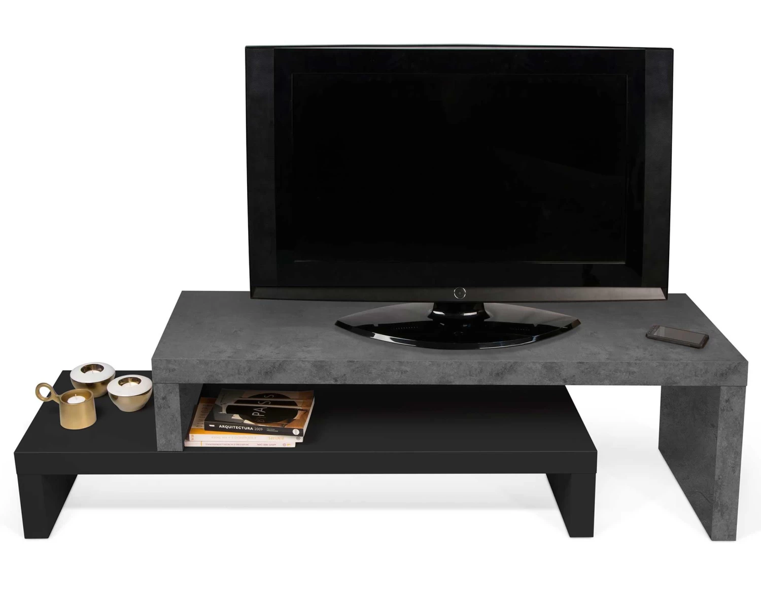 Tv-meubel Cliff 125cm - Beton/zwart 12 Tv-meubel Cliff 125cm - Beton/zwart - Afbeelding 10