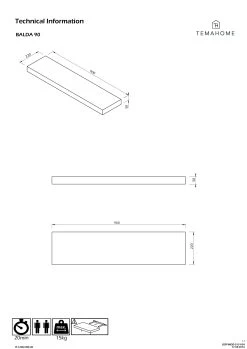 Legplank Balda 90cm - Wit -Songmics Winkel 9000.991837 Balda 90 Pure White 11 660b