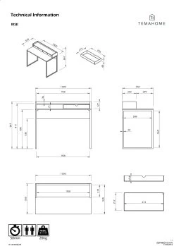 Bureau Rise 100cm - Eik/wit -Songmics Winkel 9003.053948 Rise Desk Light Oak Pure White 10 cddc