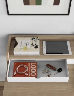 Bureau Rise 100cm - Eik/wit -Songmics Winkel 9003.053948 Rise Desk Light Oak Pure White 7 e7af