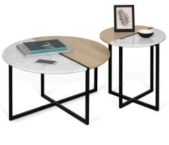 Bijzettafel Sonata - Eik/wit Marmer -Songmics Winkel 9003.629204 Sonata 50 Light Oak and White Marble 9 a7e7