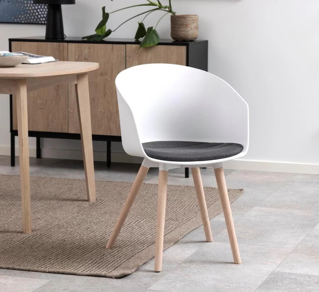 Eetkamerstoel Anouck - Wit/eik 5 Eetkamerstoel Anouck - Wit/eik - Afbeelding 3