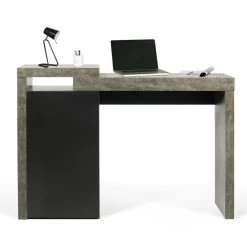 Bureau Delta 119cm - Beton -Songmics Winkel 9500.052835 Detroit Console Desk Concrete Pure Black 4 e8cf