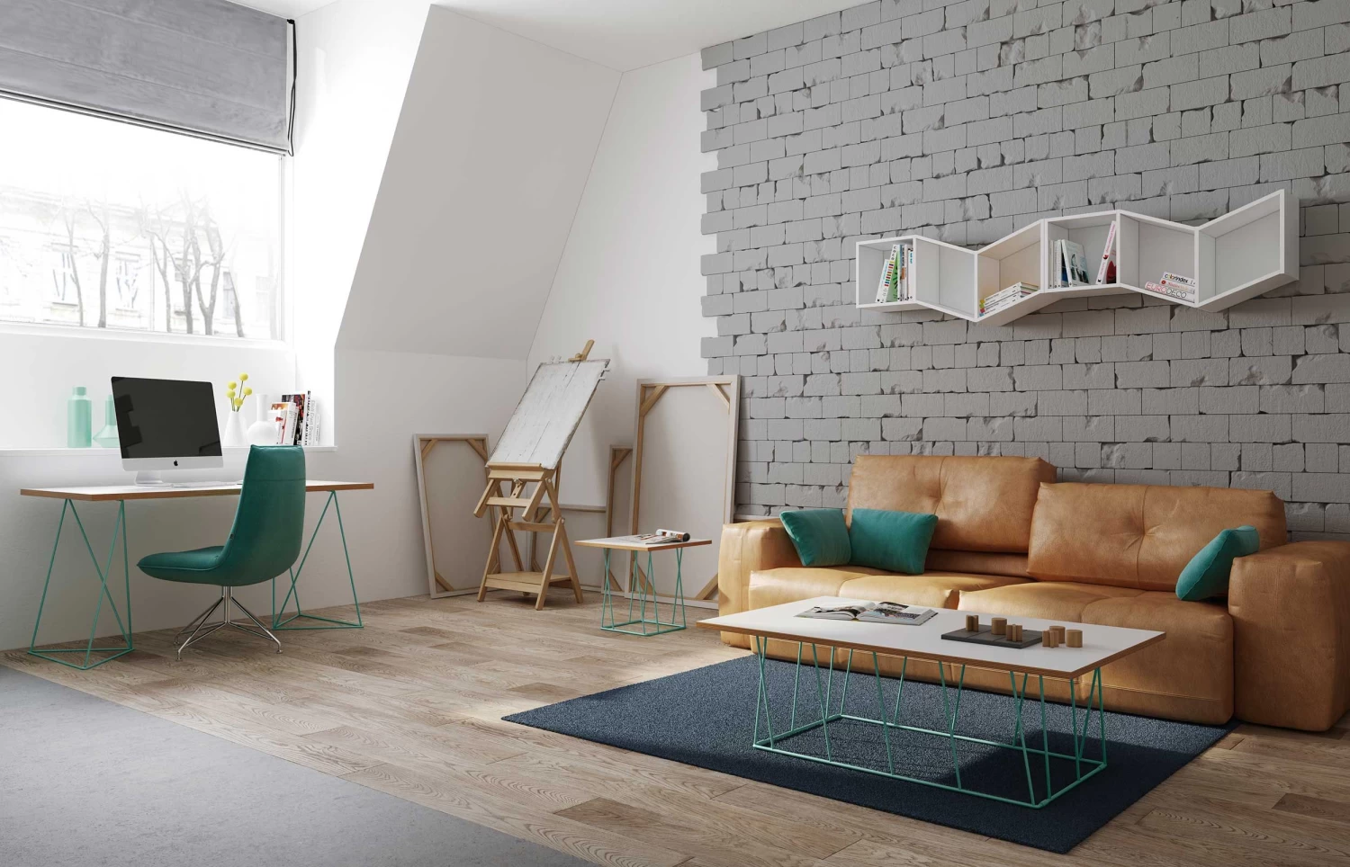 Bureau Flo - Wit/groene Pootjes 12 Bureau Flo - Wit/groene Pootjes - Afbeelding 10