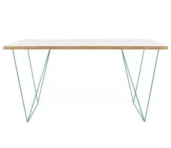 Bureau Flo - Wit/groene Pootjes 16 Bureau Flo - Wit/groene Pootjes -Songmics Winkel 9500.053238 Flow 140 Pure White Plywood Green Steel 2 34e7