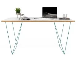 Bureau Flo - Wit/groene Pootjes 24 Bureau Flo - Wit/groene Pootjes -Songmics Winkel 9500.053238 Flow 140 Pure White Plywood Green Steel 4 bea3