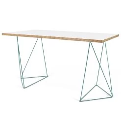 Bureau Flo - Wit/groene Pootjes 19 Bureau Flo - Wit/groene Pootjes -Songmics Winkel 9500.053238 Flow 140 Pure White Plywood Green Steel 5 2fb3