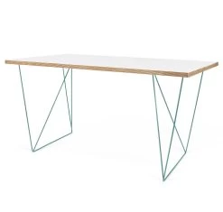 Bureau Flo - Wit/groene Pootjes 18 Bureau Flo - Wit/groene Pootjes -Songmics Winkel 9500.053238 Flow 140 Pure White Plywood Green Steel 6 1cf7