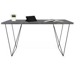Bureau Flo - Beton/zwarte Pootjes -Songmics Winkel 9500.054051 Flow 140 Concrete Black Steel 4 81fd